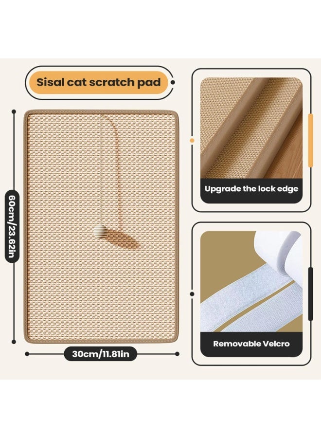 FAYET Cat Scratch Pad with Sisal Mat & Hanging Ball Toy, Wall-Mounted or Floor Scratching Board for Indoor Cats, Furniture and Sofa Protector（30*60cm） - Image 5